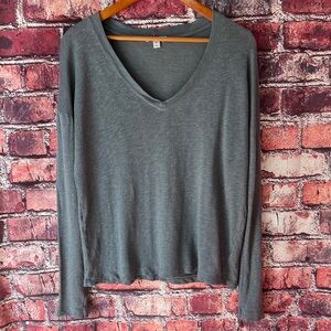 James Perse Heathered Steel Blue V-Neck Top